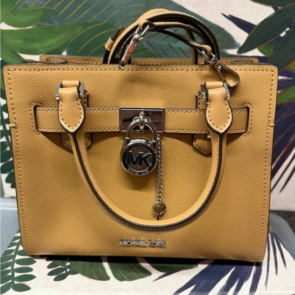 NWT Michael Kors Hamilton Leather Satchel in Peanut - Picture 2 of 9